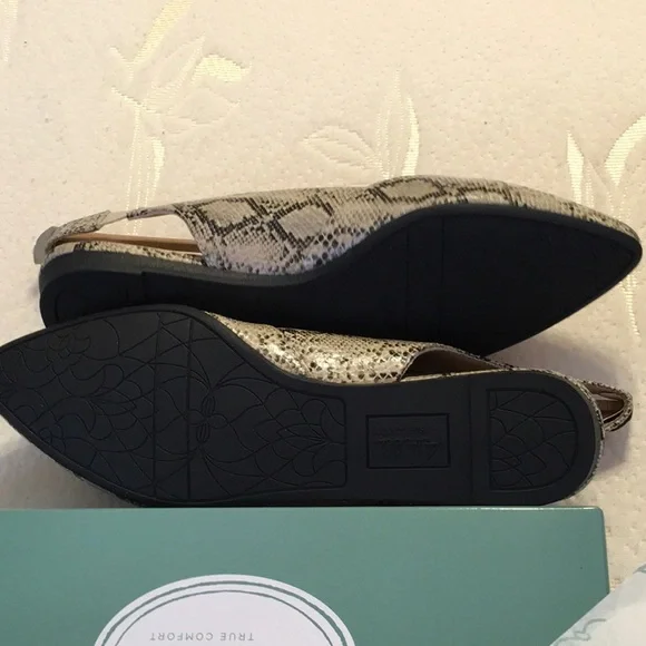 NWT, NIB, fauxTan Snake SLINGBACK FLATS,SIZE 8M,Abella True Comfort,Knit Fabric - Picture 10 of 14